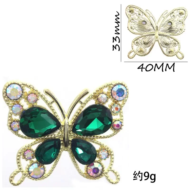 New 33 * 40mm Gold Metal Alloy Butterfly Decoration With Multi Color Atmosphere DIY Handicraft Gift Box Accessories