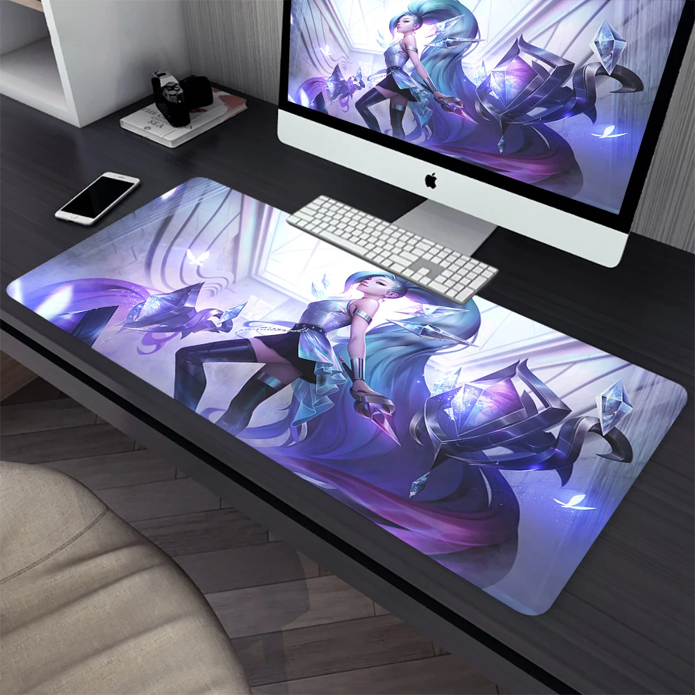 Tapis de souris League of ATIONS End Seraphine, grand tapis de jeu, ordinateur, sous-souris, PC Gamer, ordinateur portable, clavier de bureau, polymères, média