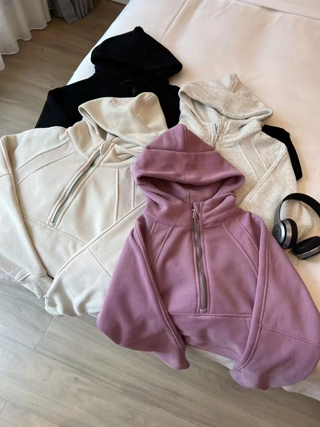 Lemon Long Sleeve Thickened Warm Training Sports Gym Outdoor Yoga Jacket Women Scuba Half Zipper High Collar Hoodie