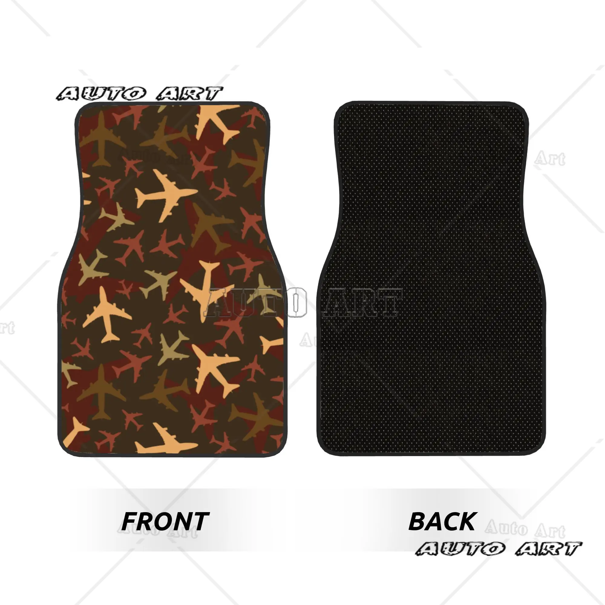 Car Floor Mats 4 Pcs Crystal Velvet Aviation Airplane Pilot Camouflage Universal Front Rear Foot Mats Carpets Rugs  Pieces Auto