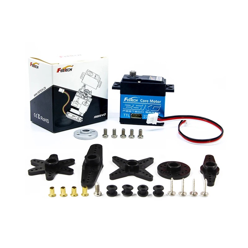 7.V Standard Size DIY Robot Servo Motor RC Project 25Kg TTL Serial Bus Control Feedback 300 Degree Metal Gear Includes USB Cable