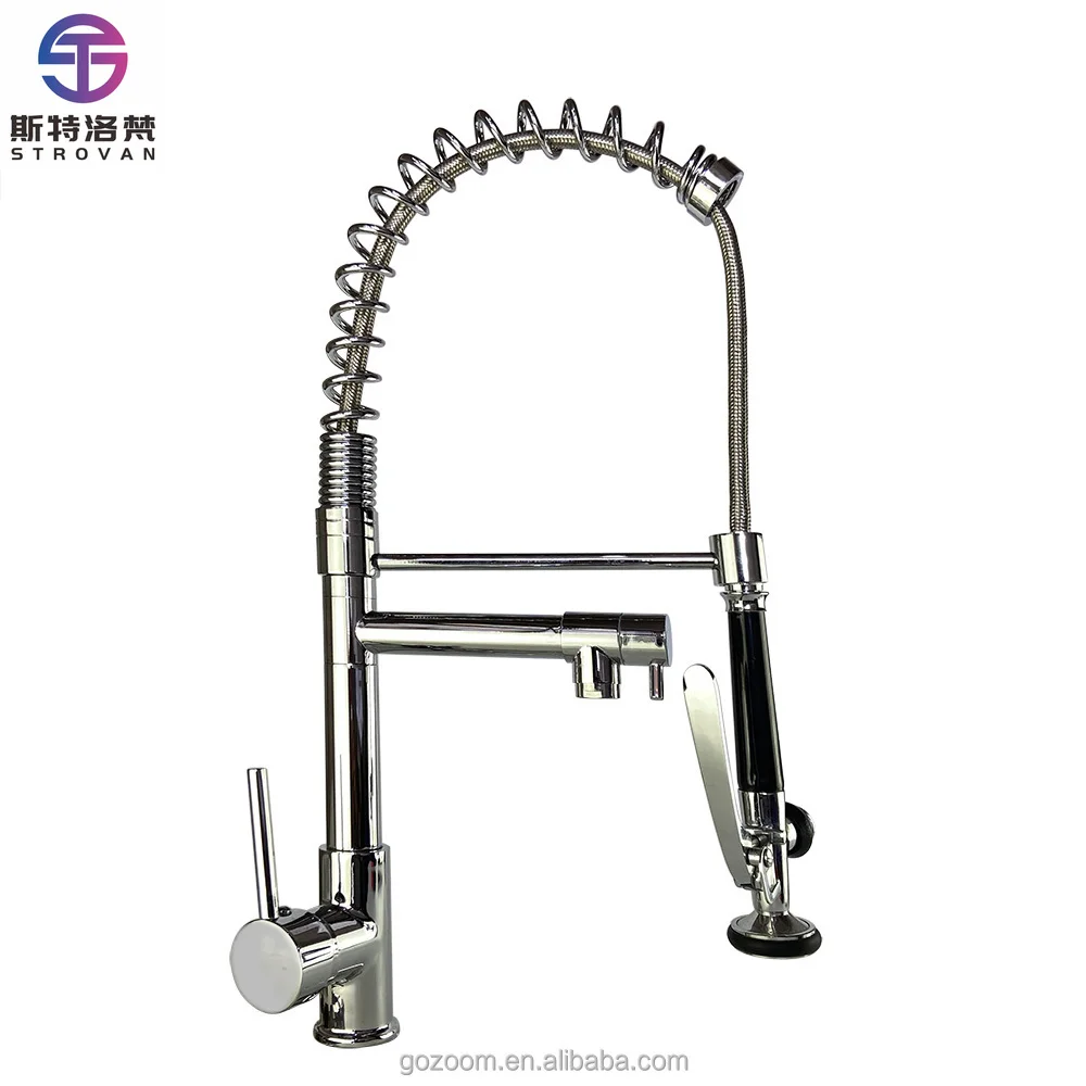 

Modern Classic Single Handle Kitchen Faucet Commercial Spring Pull Down Sprayer with Single Hole Installation for Kitchen Sink