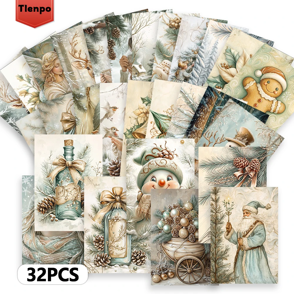 32 Stück Vintage-Weihnachtspostkarten, Weihnachtsmann, Halloween, Geschenke zum Lehrertag, Schulanfang, Schlafzimmerdekoration, dicker Karton