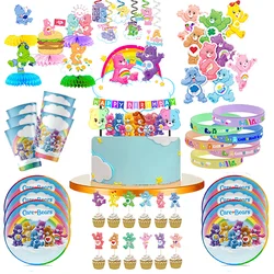 Care Bear Party Supplies Disposable Plate Napkin Tablecloth Cake Topper Gifts Bag Kids for Birthday Party Decorations Set Gifts