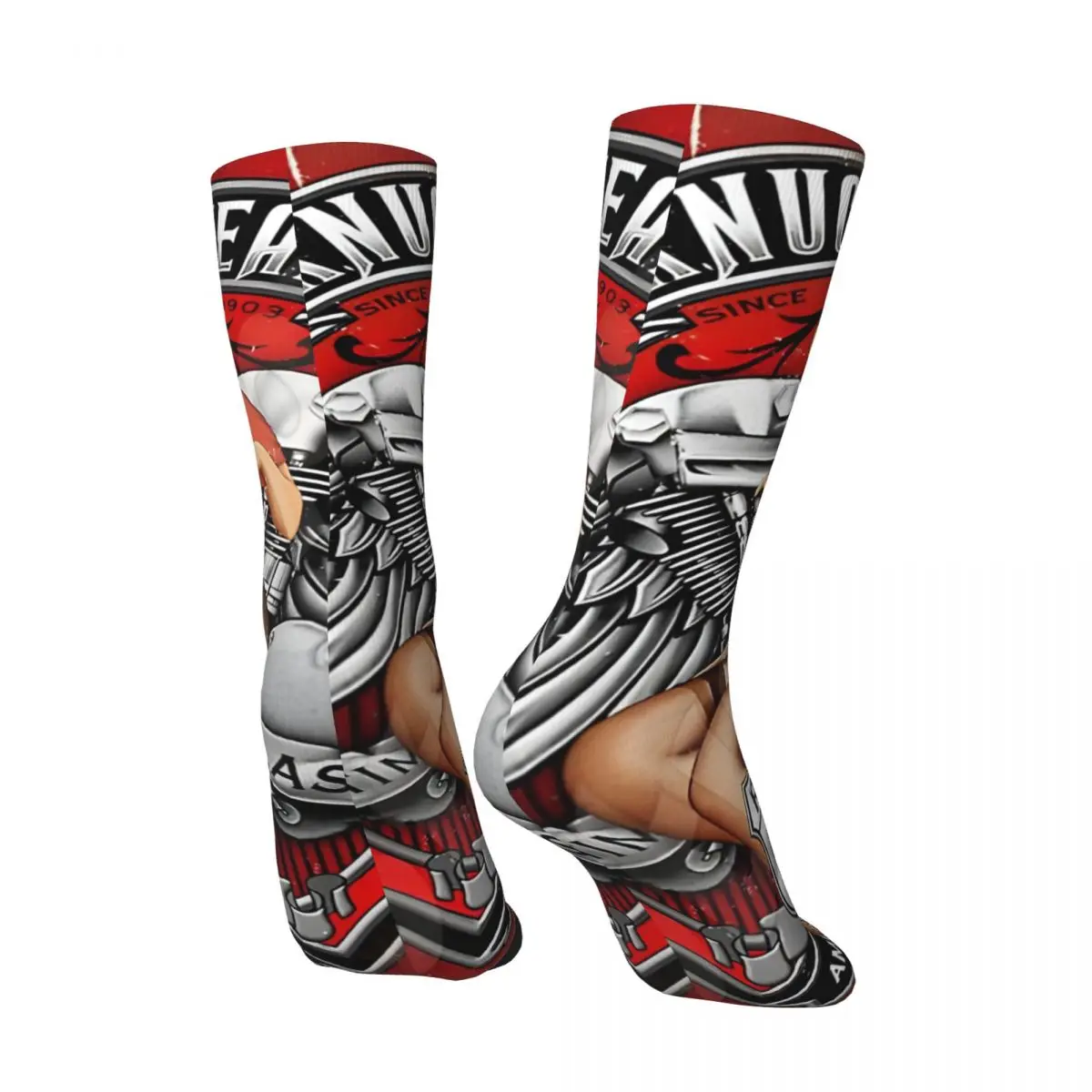 Motorcycle Girl Men's Socks Retro Harajuku Highway 66 Street Style Novelty Casual Crew Sock