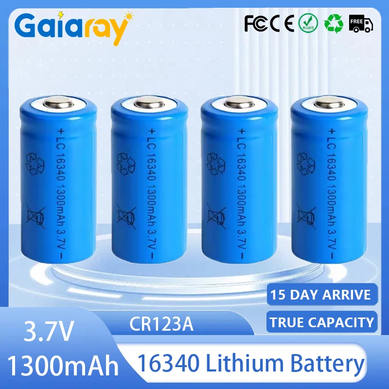3,7 V 1300 mAh Akku CR123A 16340 Lithium-Akku für Elektrowerkzeuge, LED-Taschenlampen, Spielzeug, Laser-Stift-Batterien