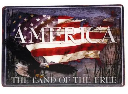 America The Land of The Free Tin Sign, Don;t Tread On Me, Home Decor-Aluminum