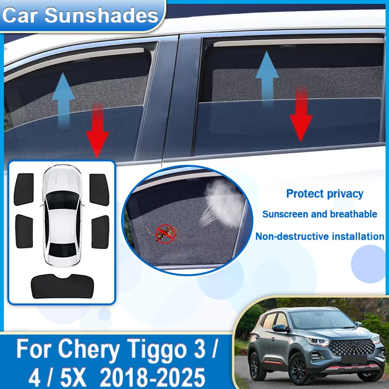

Auto Mesh Sun Visors For Chery Tiggo 4 Accessories 3 5x 2018-2025 2019 Car Windows Sunshades Privacy Sun Shades Curtains Tools