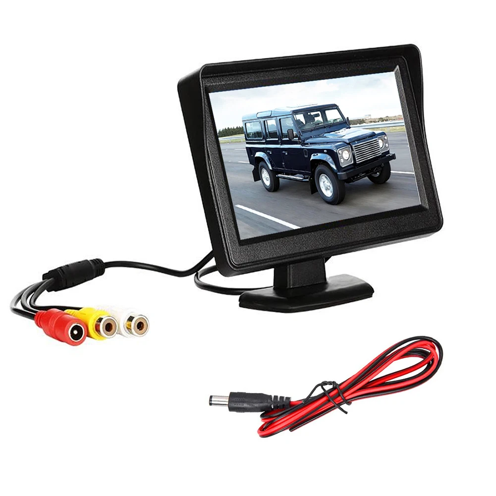 DC 9V-36V 4.3In TFT LCD Rearview Monitor Car Rear View Camera Reversing Parking System Kit Without Camera Black