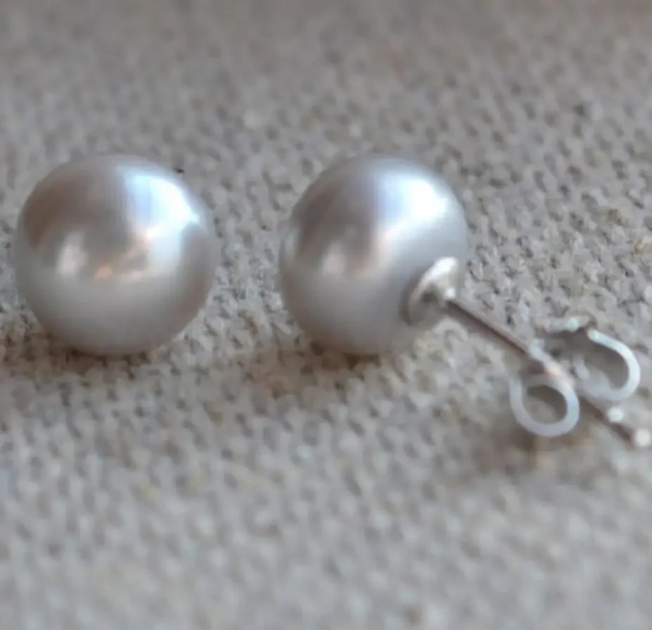 

Perfect Real Pearl Jewelry,AAA 7.5-8MM Silver Gray Freshwater Pearl Earrings,925 Silver Stud Jewelry.Wedding Party