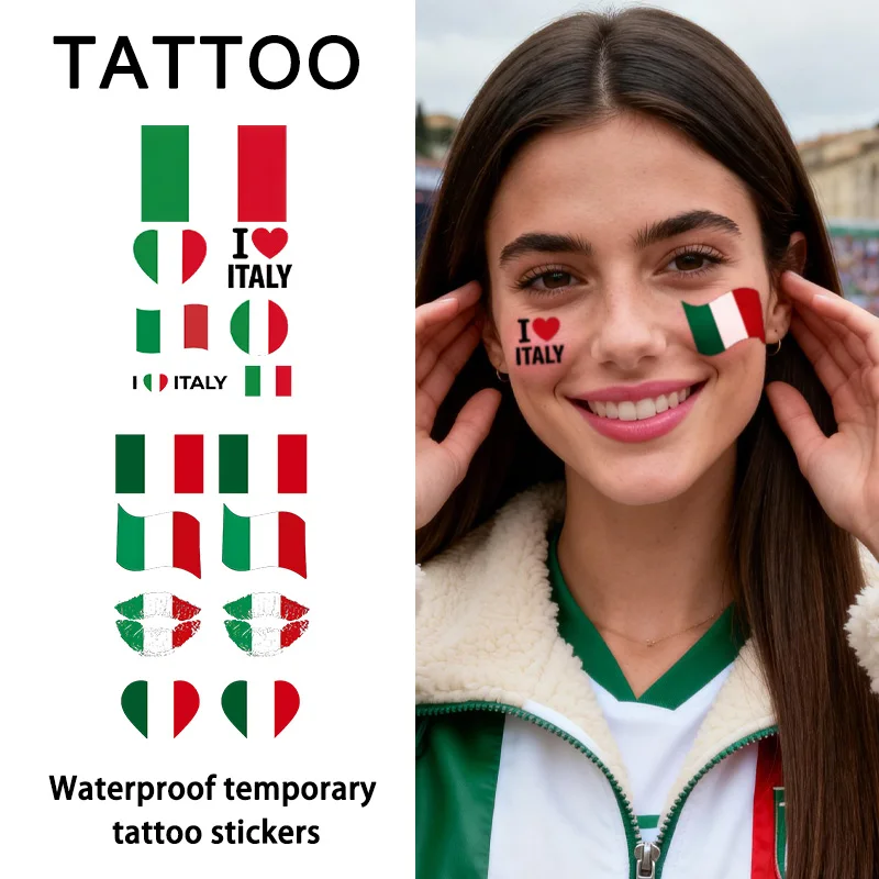 

Italy Flag Temporary Tattoo Sticker, Long-lasting and Waterproof, Festival, Football, Soccer Fan Face Stickers, Arm, Face