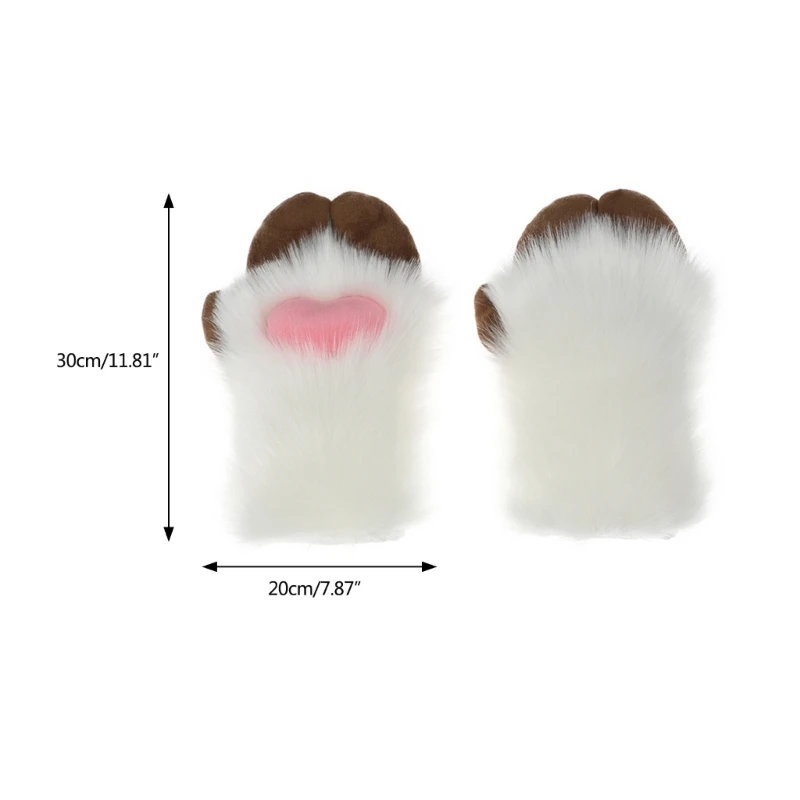 Unisex Cosplay Gloves Cartoon Sheep Hoof Shape Plush Gloves Halloween Mittens Furry Cuffs Gloves for Carnivals Party