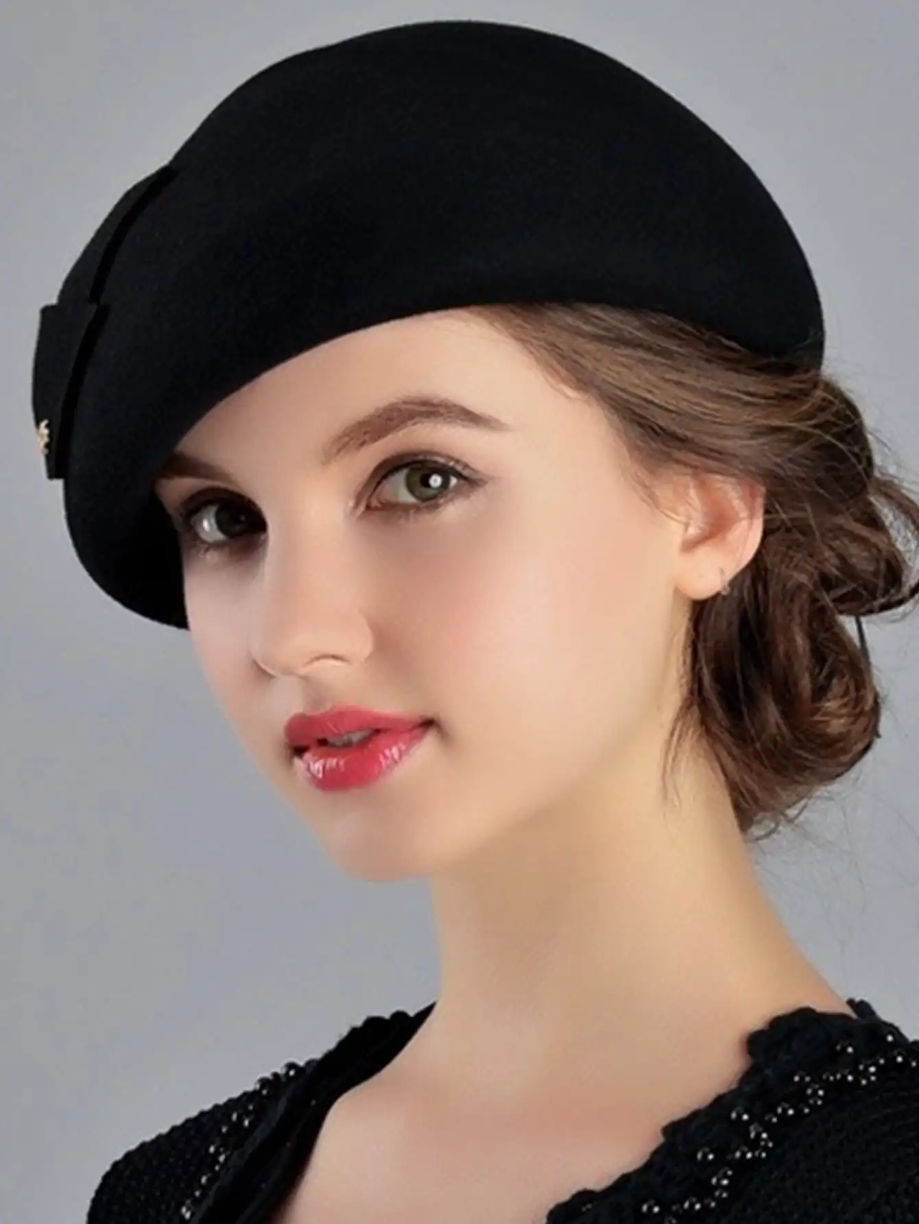 French Berets Caps For Women Fashion 100% Wool Felt Fedora Hat Winter Blue Purple Red Church Female Fleece Cloche Hats