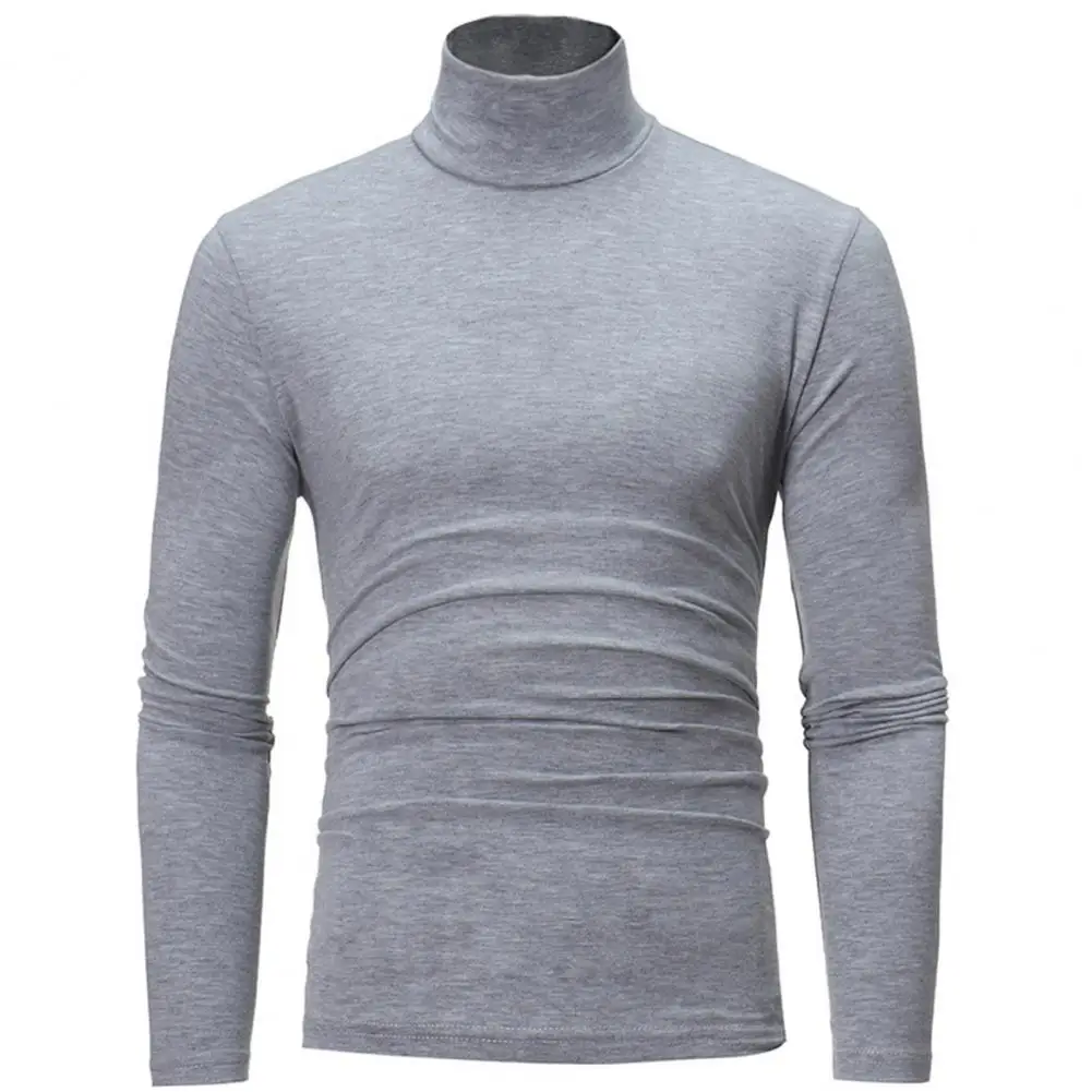 Autumn Winter Mens Thin Thermal Tshirt Men's Half Collar Bottoming Top Tee Slim Warm Cotton High Necked Long Sleeved T-shirt