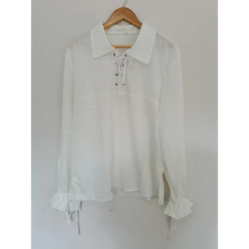 2025 الكبار الرجال القرون الوسطى عصر النهضة العرسان القراصنة تونك أعلى Larp زي الدانتيل يصل قميص منتصف العمر تأثيري أعلى S-2XL