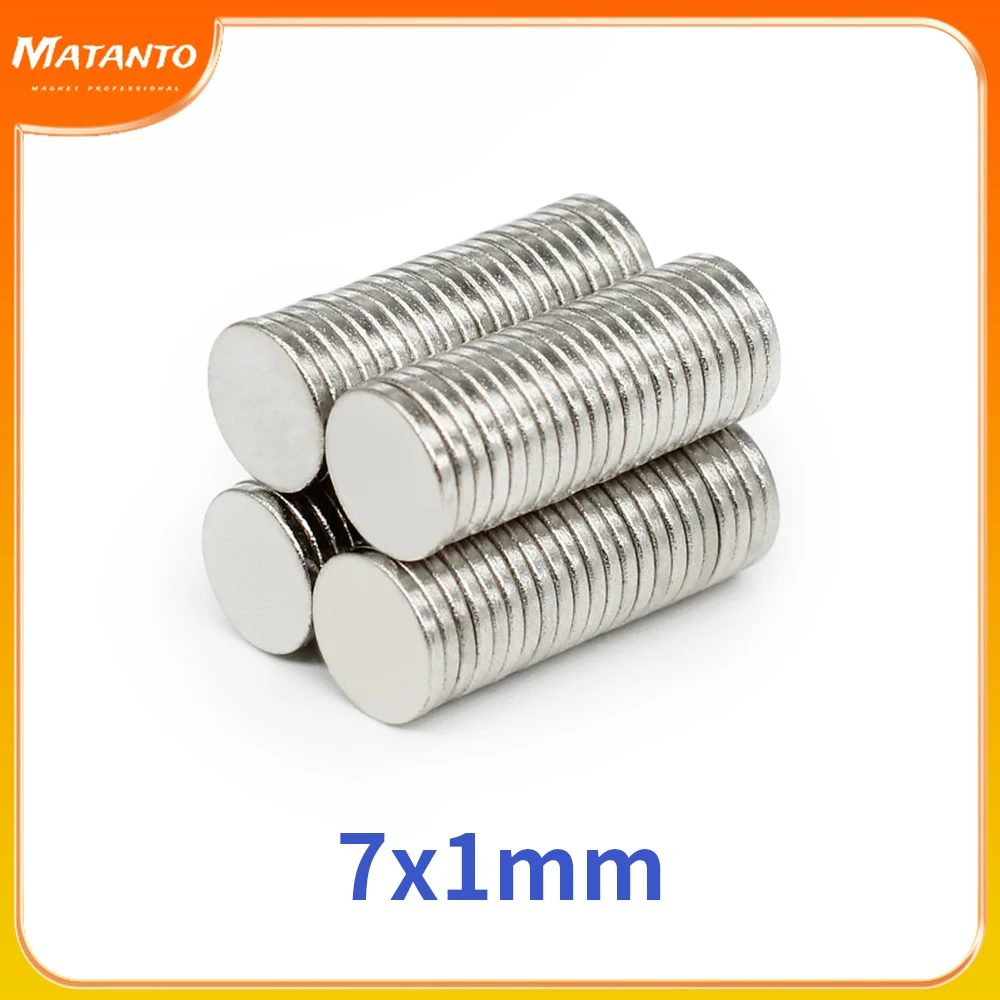 50/100/200/300/500/1000PCS 7x1 mm thin sheet N35 Neodymium Magnet Disc Powerful Magnets Round 7x1 mm Permanent Magnet 7mm*1mm