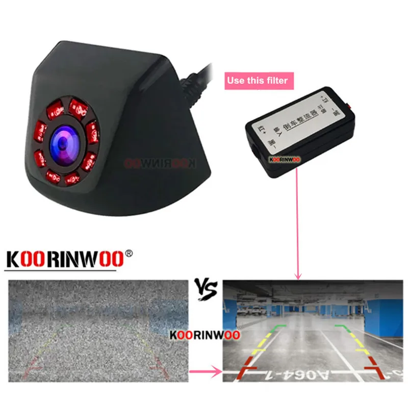 

Камера заднего вида для парковки автомобилей с ночным видением, 8 ИК-светодиодами, фильтром и функцией помощи при парковке, электронные аксессуары