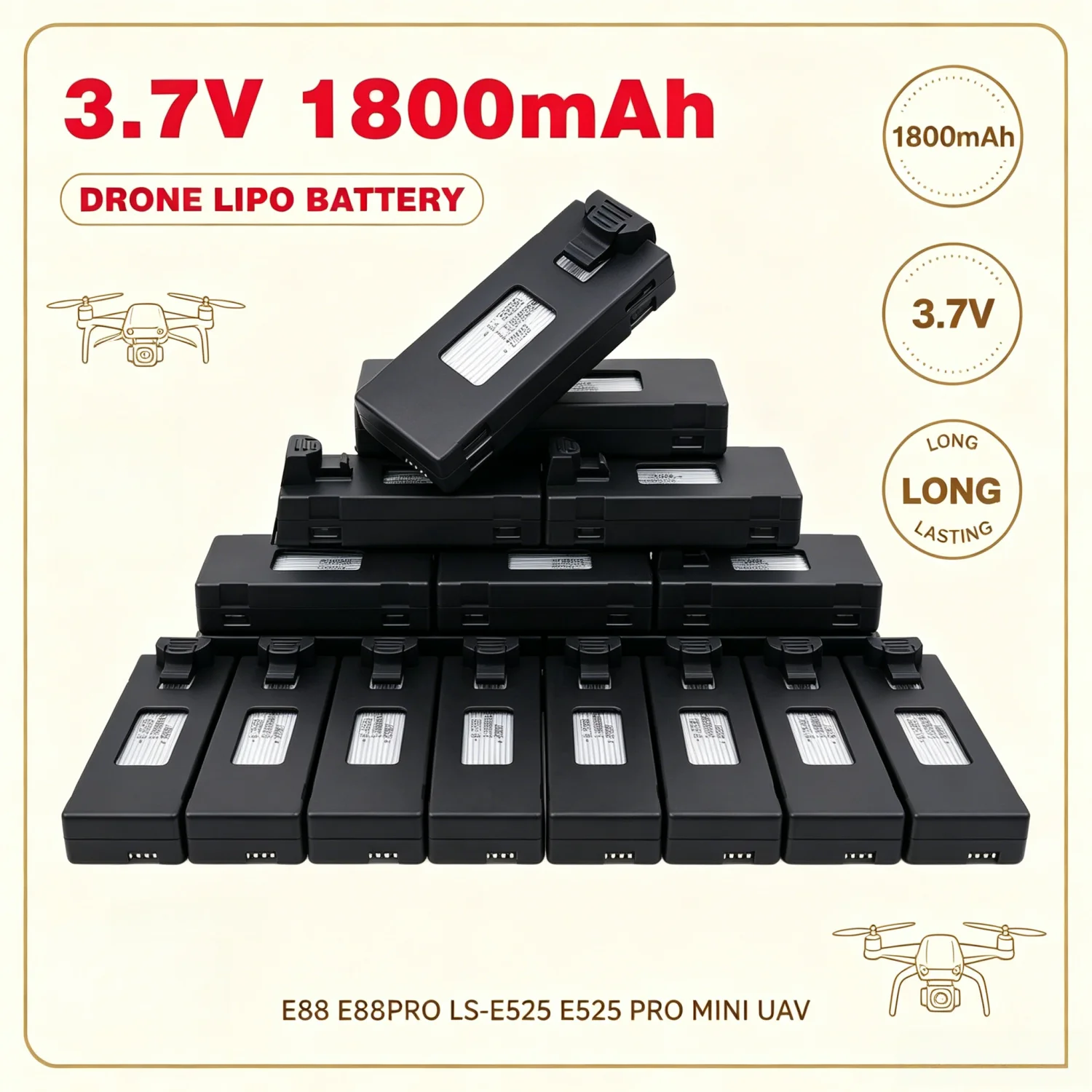 Drone Rc E88 Pro - 3.7V 1800mAh Voor E88 E88PRO Ls-E525