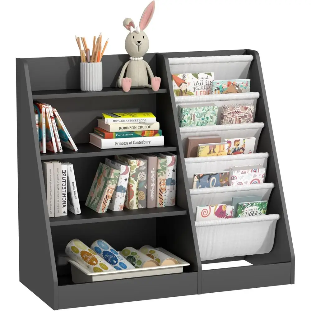 

Деревянный 4-ярусный стеллаж для детских книг, 4-слойный книжный шкаф для детей, полка для хранения книг и игрушек для малышей, органайзер для книг и игрушек, шкафчик C