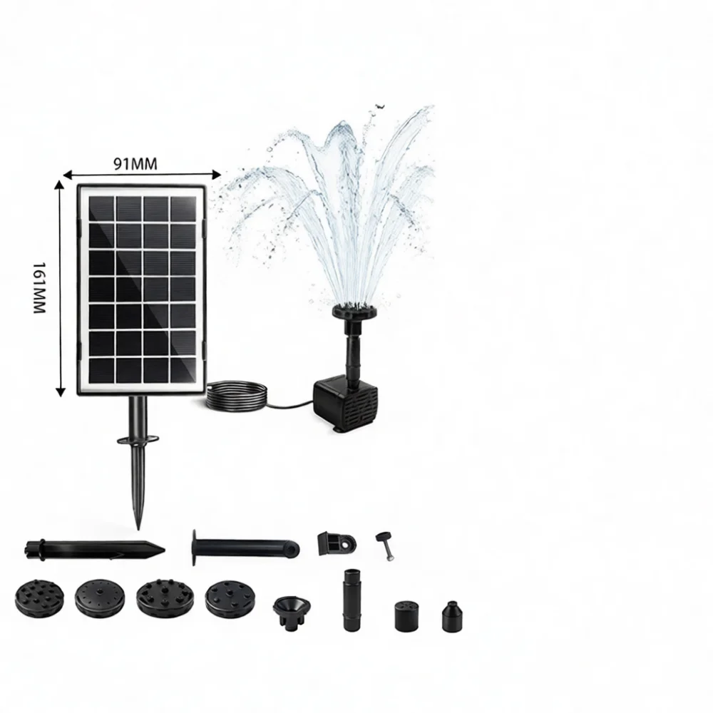 Solar Powered LED Fountain Pump Square Floating Outdoor Water Feature Garden Pond Decoration Efficient Energy Lighting
