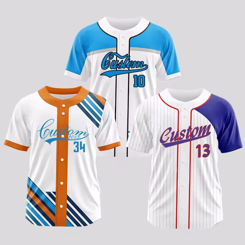 

Fashion Creative 3D Custom Baseball Jersey DIY Team Name Number Short Sleeve T-Shirt Outdoor Training Sports Comfortable Uniform