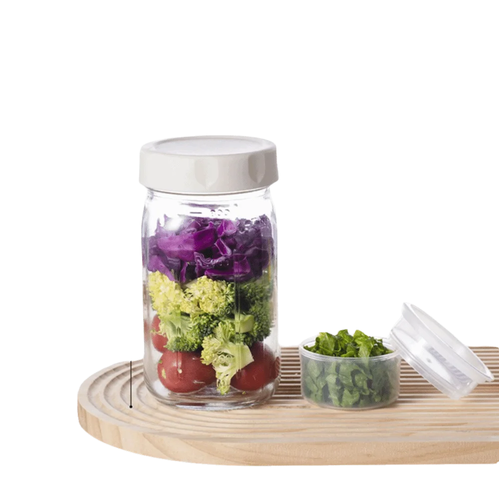 

32OZ Glass Salad Jar Leakproof with Lid Oat Jar Sealed Dry Wet Separation Salad Containers For Picnic Office Fitness