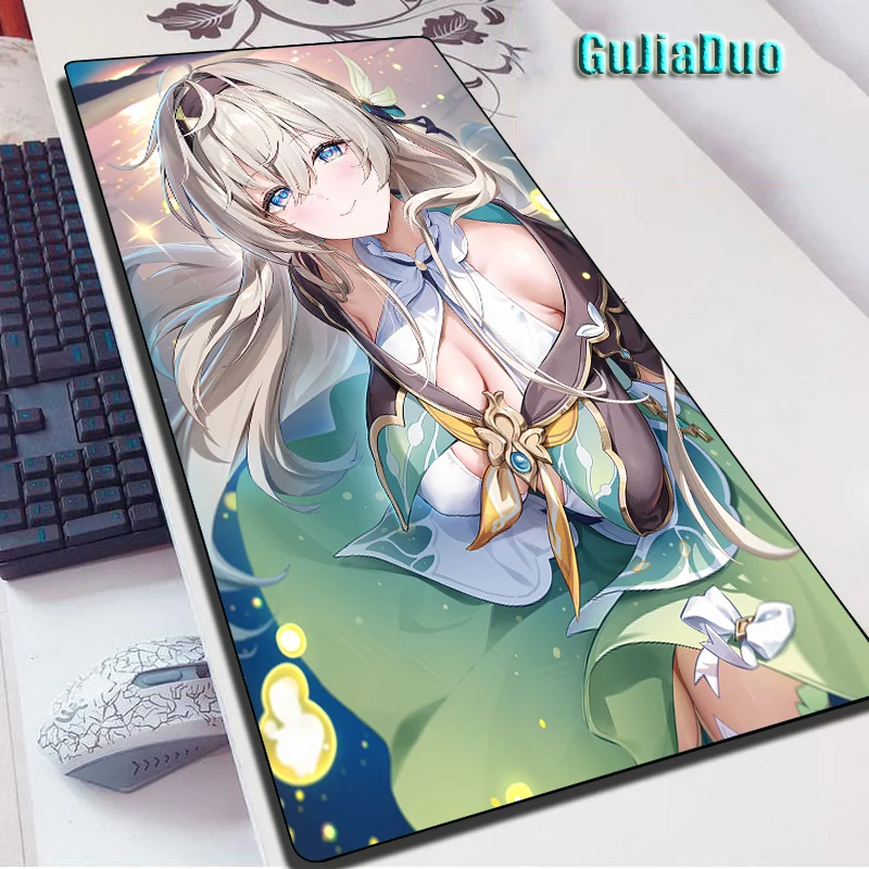 Firefly Honkai Star Rail Comic Mousepad Gamer 40x90 Extra Large Computer Table Desk Mat Gaming Accessories Kawaii Anime Mousepad