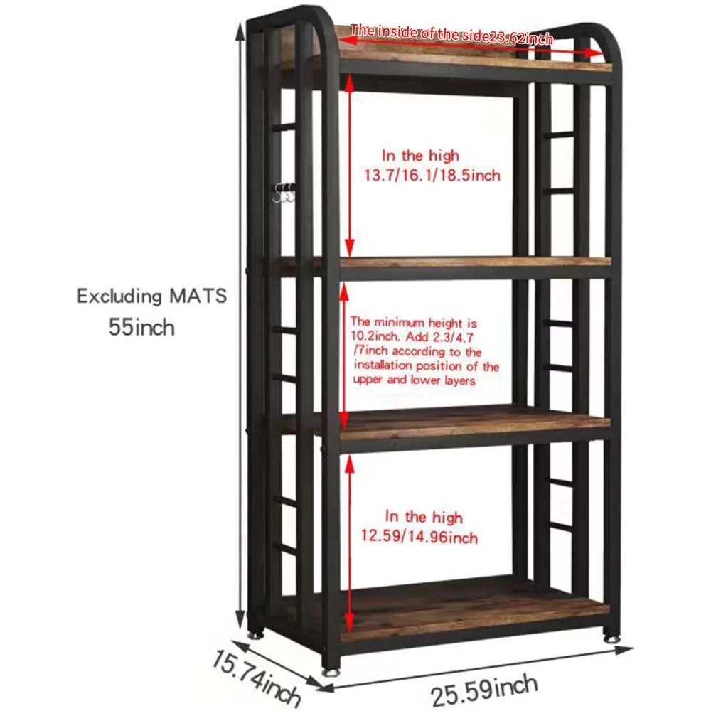 Microwave Oven Stand with Storage 4 Tiers, Free Standing Microwave Oven Stand Coffee Bar Adjustable Kitchen Shelves Kitchen Stor