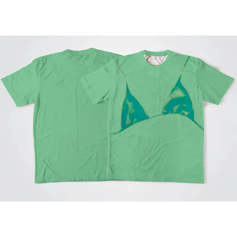 Letnie popularne bikini z nadrukiem 3D w stylu Y2K, seksowna odzież damska, okrągły dekolt, krótkie rękawy, luźne, oversize'owe topy w stylu casual streetwear.