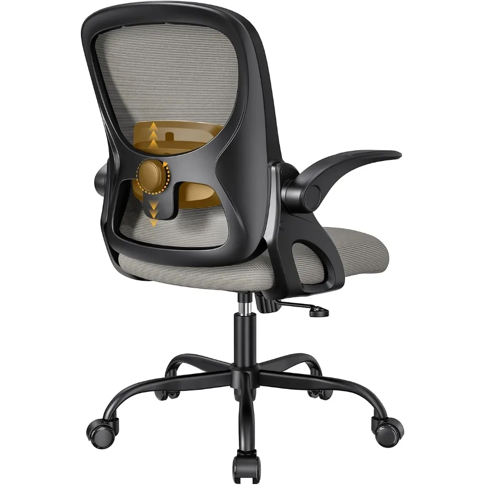 

Стул для домашнего офиса, эргономичный сетчатый настольный стул с регулируемой поясничной опорой, поворотным механизмом-качалкой с откидной спинкой, удобный компьютер со средней спинкой