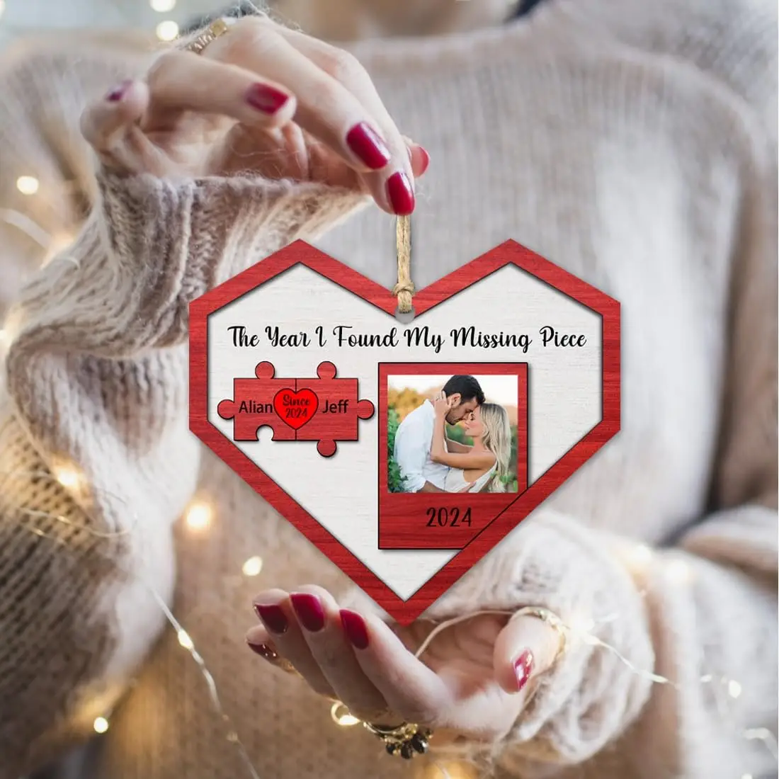 Custom Couple Christmas Ornament Personalized with Names The Year I Found My Missing Piece  Xmas Tree Keepsake Gift for Couples