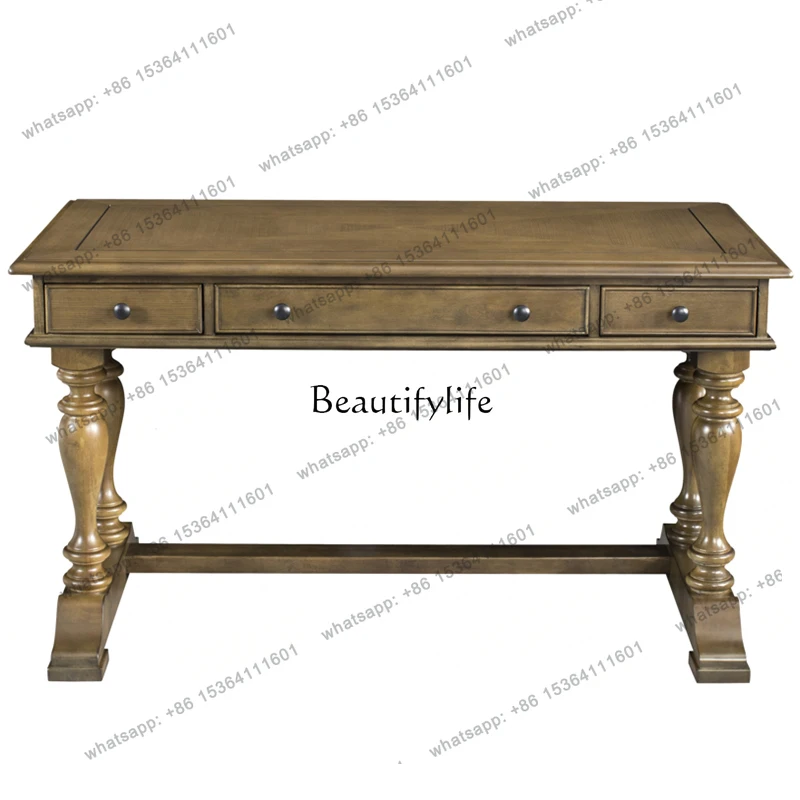 yj58 American straight row with drawers storage desk European mortise and tenon rural old antique home writing desk