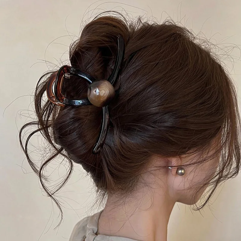 여성용 대형 진주 헤어 클립, 아크릴 헤어 클로 클립, 헤어 액세서리, 우아한 소녀 모자, 11.5cm