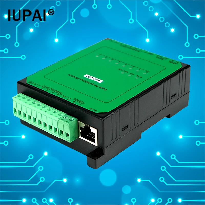 Ethernet 8AI-8DI 8-channel Analog Input 8 channel Digital Input TCP Module Acquisition Control Module Modbus IO Unit RS485 232