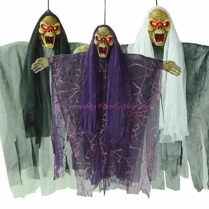 85ae Halloween suspendu squelette fantôme Flying Props Motion Activé des décorations d'Halloween, Contrôle vocal / pour