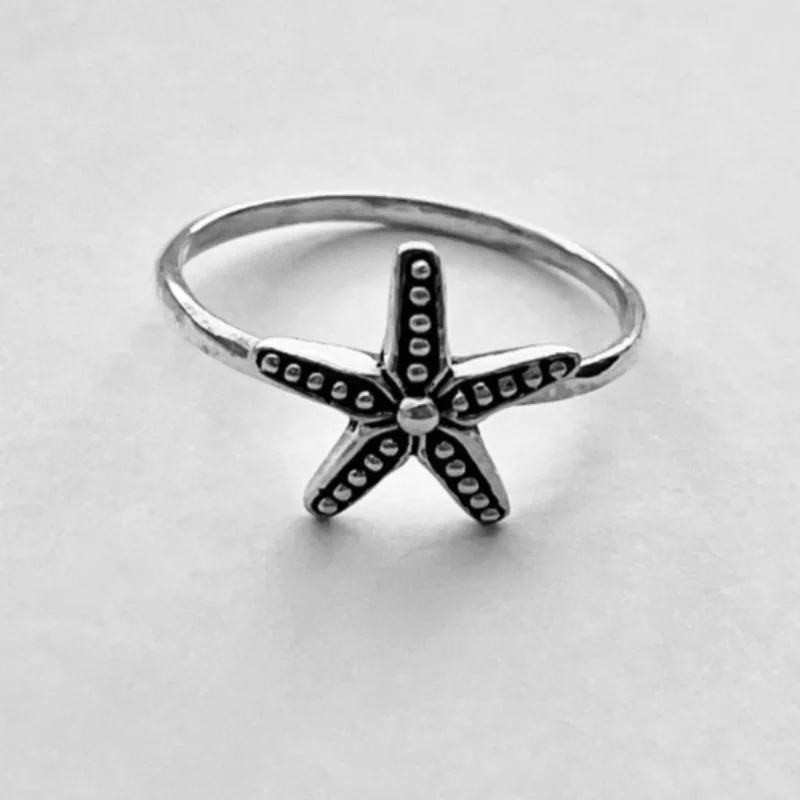 Bohemian retro small starfish ring versatile women's ring suitable for daily wear and party holiday gifts women's jewelry