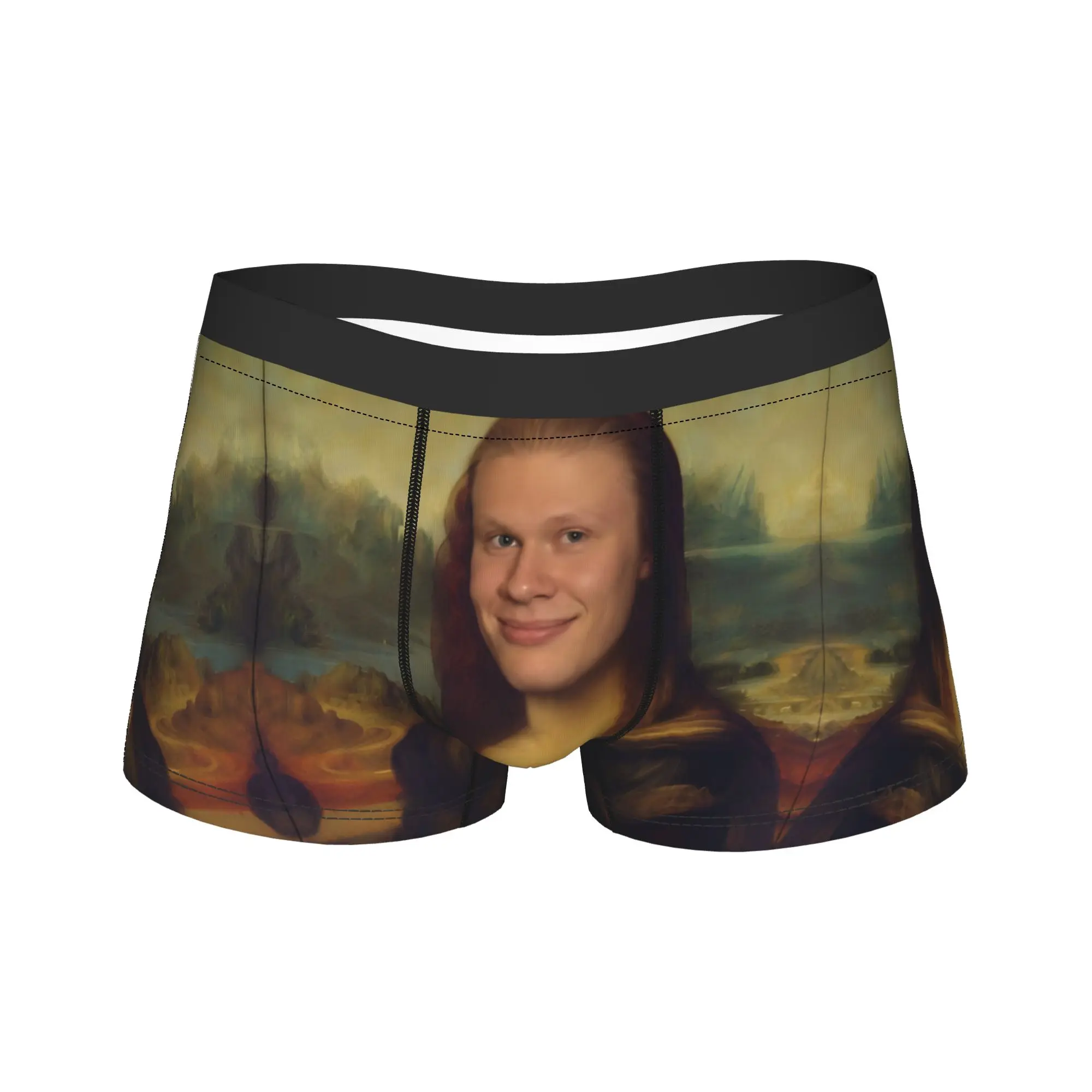 Erling Haaland Mona Lisa Meme Norway Shorts Briefs  Underwear High Quality Man Elastic Trunk Custom Oversize Underpants