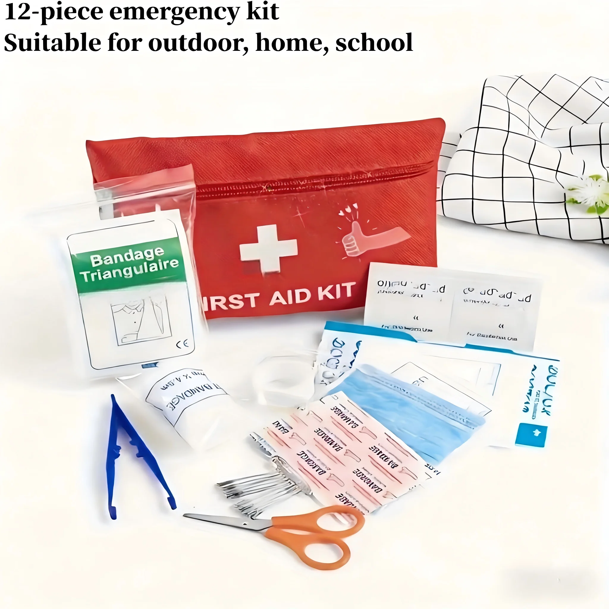 Small First Aid Kit - Pro Scissors & Tweezers | Essentials for Home/Indoor-Outdoor (Camping) | Local Stock 24H Shipping