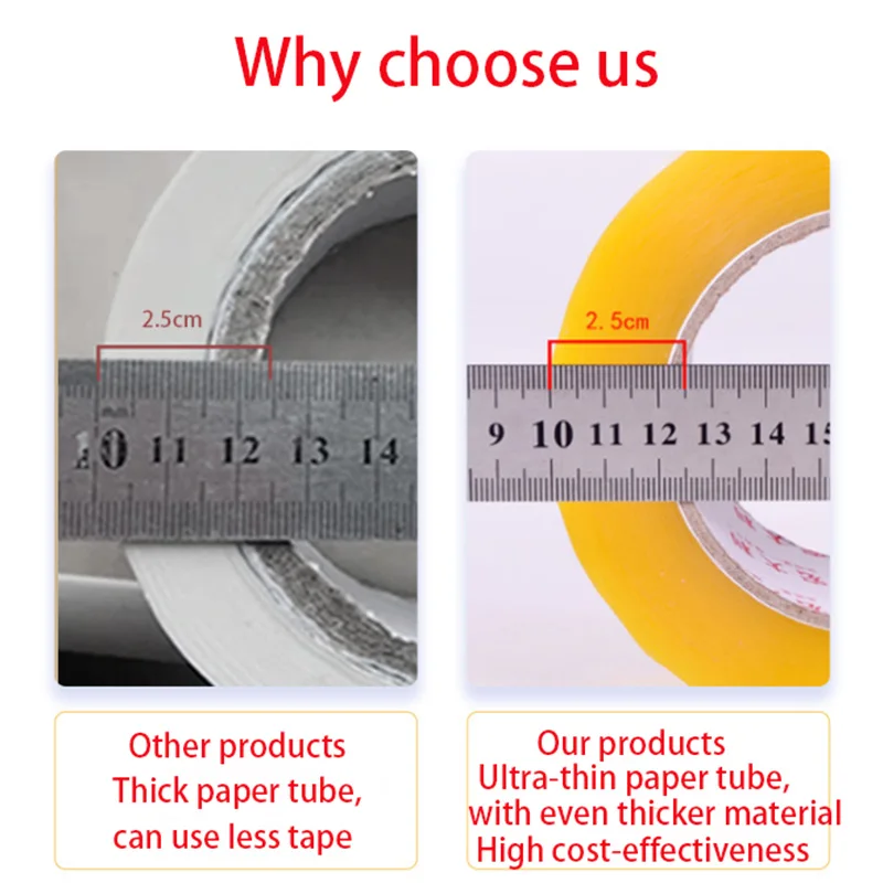1 لفة شريط تعبئة أصفر شفاف عالي التحمل للتغليف السريع للفات الكبيرة وختم الصندوق السميك 55 مم * 110 م