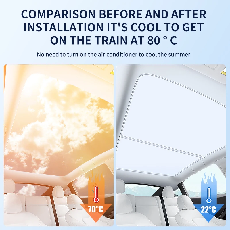 Sunroof Sunshades Ice Cloth Buckle Sun Pare Glass Front Rear Skylight Accessory For Tesla Model 3 Highland Model Y 2021-2024