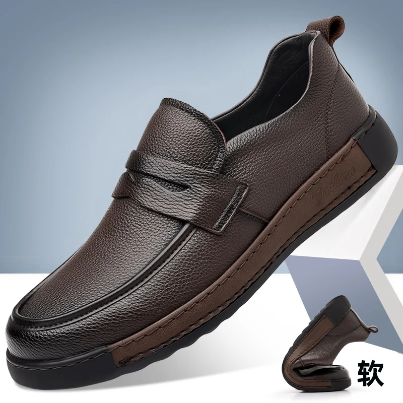 Handmade Men New Loafers All-match Mens Slip on Walking Shoes Classic Men Shoes for Wedding Genuine Leather Male Casual Flats