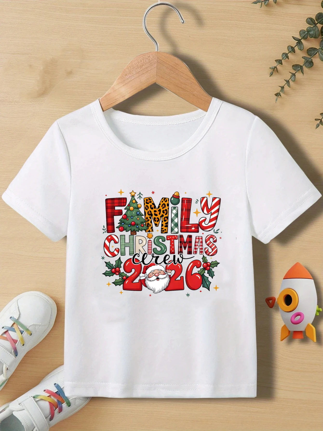 

Рубашка с рождественским отрядом, одинаковые комплекты для всей семьи, 2026, рождественская футболка для мальчиков и девочек, Рождественская футболка с экипажем, зимняя праздничная новогодняя одежда