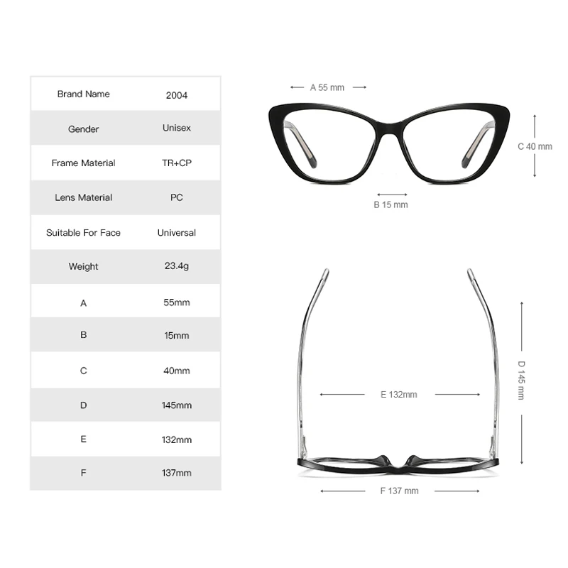 KIZN النساء قصر النظر النظارات الطبية عالية الجودة TR90 عين القط مكافحة الضوء الأزرق مخصص النظارات البصرية الإطار -0.50 إلى -10