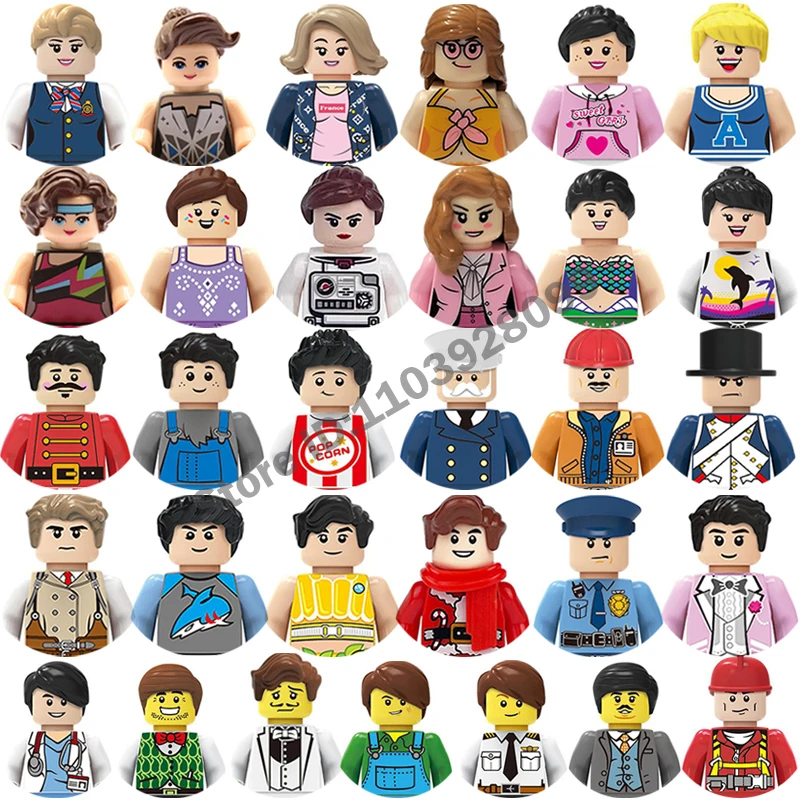 Kids Toys City Building Block Different Mini Characters Action Figures Fireman Worker Doctor Police Pirate Sportsman Bricks Gift