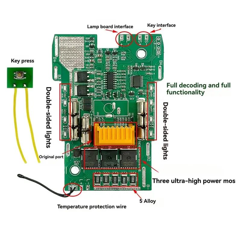AAAN-Battery Protection Board For 21700 Power Tool Replacement Battery Protection Board Parts With Dual LED Indicator