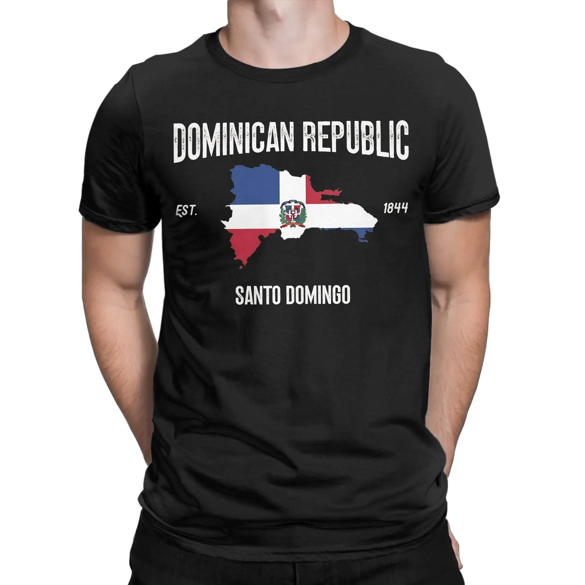 Camiseta com bandeira da República Dominicana para homens e mulheres, 100% algodão, roupas engraçadas, manga curta, gola redonda, camiseta plus size