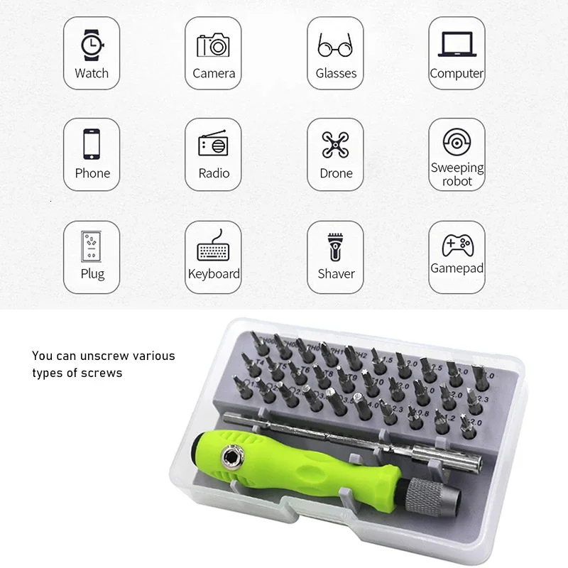 Weipu-Mini destornillador magnético de precisión, 32 en 1, juego de brocas, teléfono móvil, IPad, reparación de CameraTools, ranurado, Phillips, Torx, hexagonal, bricolaje