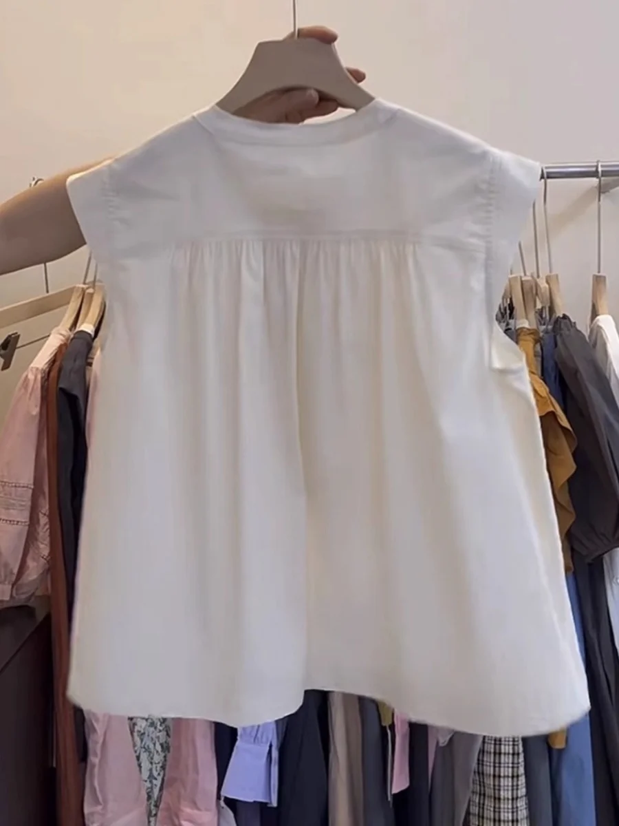 Lässige, lockere Damenweste, Sommer 2023, faionable, schlankmachend, rund, Ne Svel irt Flng Sve Sle, bequeme Passform, irt