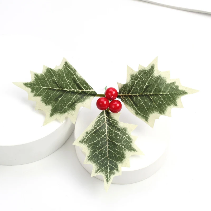 (10 Pcs/pack) 13cm Leaf Berry Christmas Berries Artificial Fruit New Year Decoration Christmas Tree Party Wreath Accessories