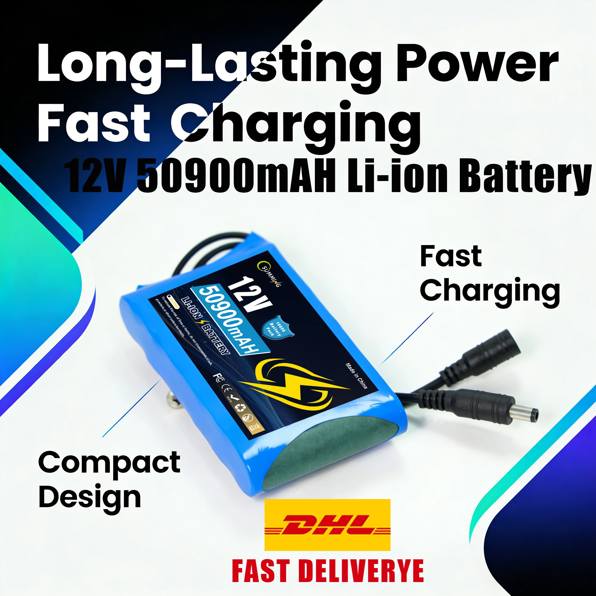 

3S2P 12.6V 50900mAh Li-ion Аккумуляторная батарея 12В 50.9Ач с зарядным устройством постоянного тока, защита от перезаряда/переразряда Защита